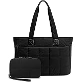 Travel Tote Bags for Women, Quilted Puffer Teacher Tote Bag, School Puffy Tote Purse, Large Tote Bags for Women Work