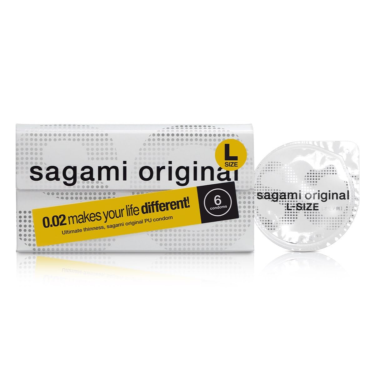 Sagami Original 0.02 L-Size | Super Thin | Super Strong | Non Latex PU Condoms (6 Count)