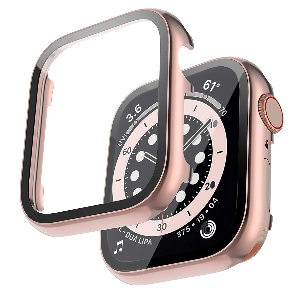 Miimall Case Compatible with Apple Watch SE Series 6/5/4 40mm Screen Protector, Smooth Metal Frame Protective Case with HD Tempered Glass Film All-Round Protective Cover for iWatch 40mm, Pink