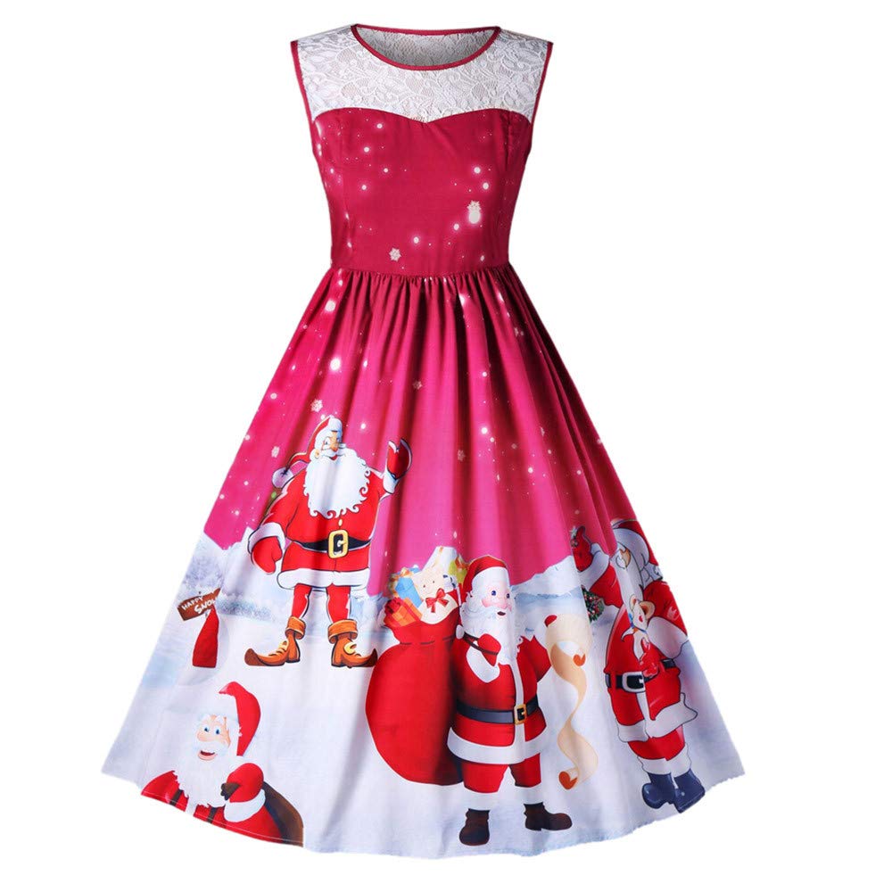 Caopixx Dress Christmas For Women S A Line Pleated Sleeveless Little Cocktail Party Dress Floral Lace Dresses Clothing Dprd Tasikmalayakab Go Id