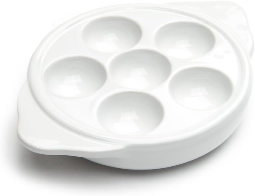 Nantucket Seafood 5966 Escargot Plate, Porcelain, 6-Hole
