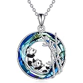 JERWLI Panda Necklace 925 Sterling Silver Two Panda Pendant Jewelry Gifts for Women Lover