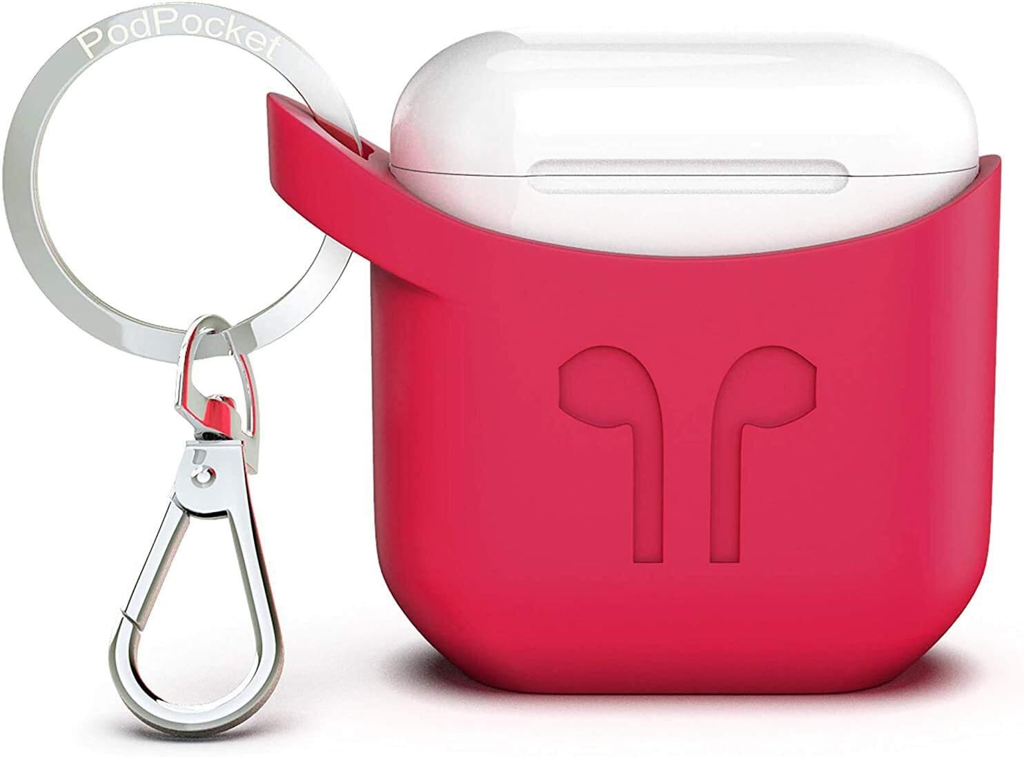 PodPocket Scoop AirPod Storage Case with Protective Translucent Silicone and Impact Protection Rosso Red