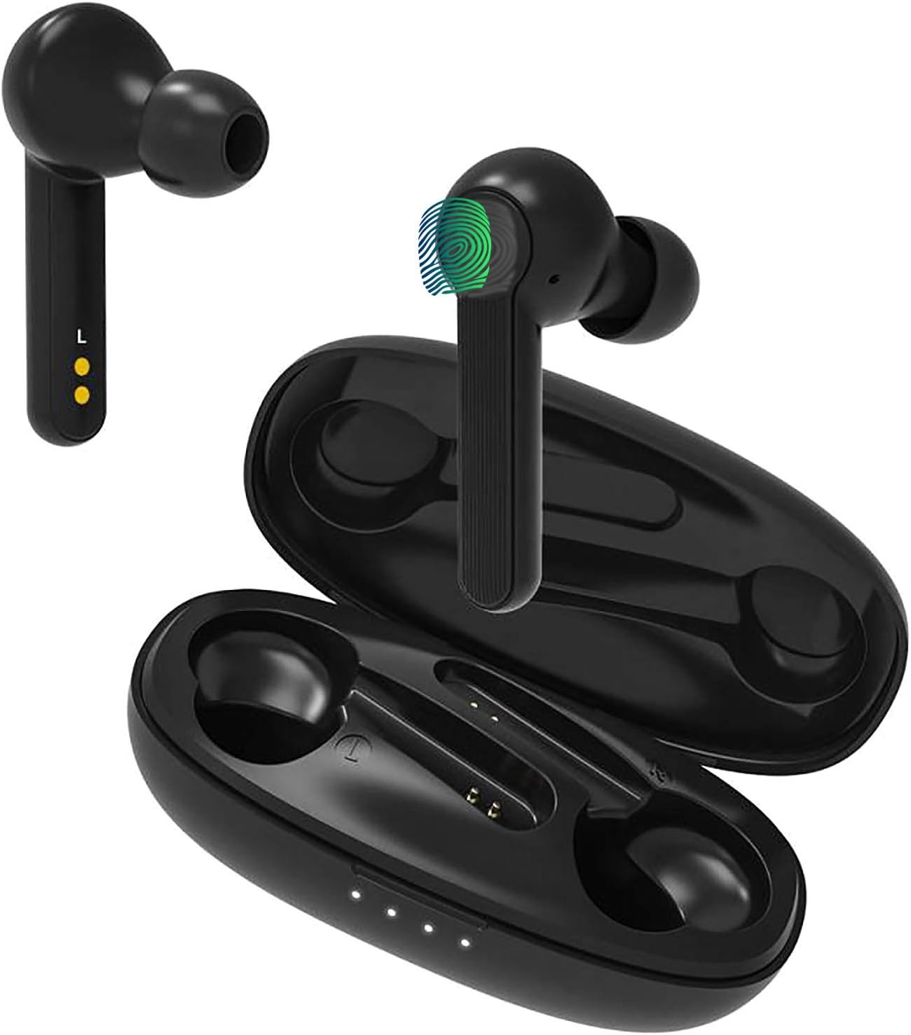 i10 TWS Bluetooth 5.0 True Wireless Earbuds (UPGRADE) Touch Control IPX6 Siri Mini Headphones for iphone Android Samsung Huawei with Charge Case - Black
