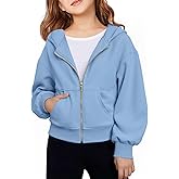 Haloumoning Girls Zip Up Hoodies Kids Casual Long Sleeve Sweatshirt Fall Jacket with Pockets 5-14 Years