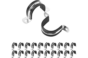 JDHGSHL 1-1/4 Inch Reinforced Rigid Pipe Strap, 20 PCS 2 Holes U Bracket Cable Clamp Hanger, Rubber Cushioned Insulated Clamp, Conduits Strap Clamps for Pipe Fixing on Various Surfaces(32mm)