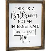 This is a Bathroom Not an Internet Cafe, Funny Bathroom Sign, Toilet Paper Sign, Farmhouse Bathroom Humor Sign, Shelf Sitter,Guests Bathroom Signs Rustic Modern Farmhouse Decor, Kid's Bathroom Decor