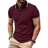ZITY Mens Polo Shirts Casual Short Sleeve Athletic T-Shirts Classic Contrast Collar Shirt with Pocket