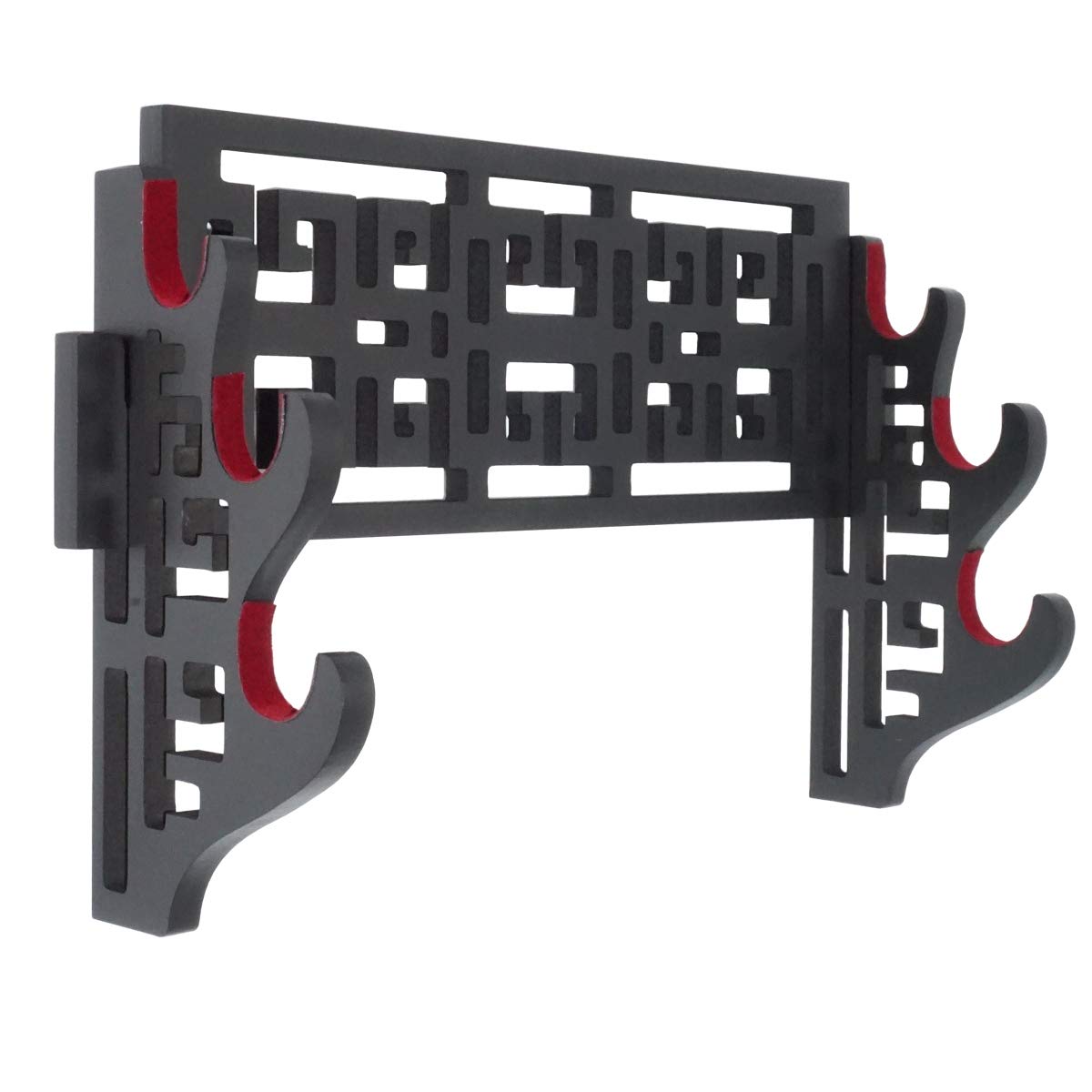 Moumou Velvet Protect 3-Tier Black Metal Sword Holder Display Stand with Felt Strips for Katana, Wakizashi, Genji and Samurai Swords