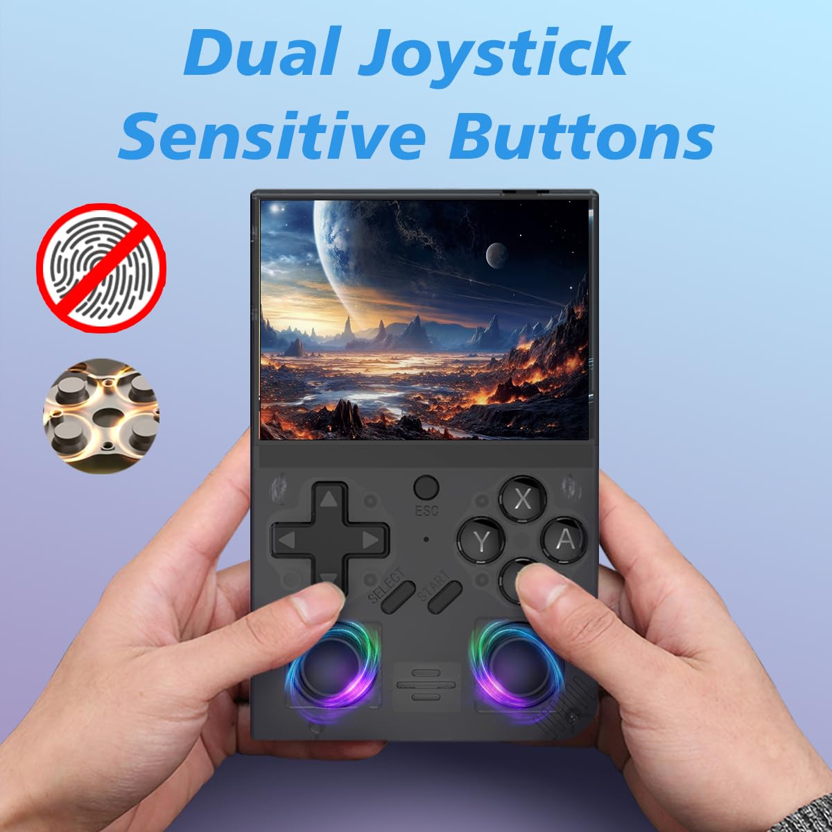 WeLohas DR35 Plus Handheld Retro Gaming Console Linux System with 64G Card, Support 13+ Emulator Including 15000+ Fun Games, 3.5 Inch IPS Screen, Hand Hero Video Game Console Gift (DE-DR35-Black)
