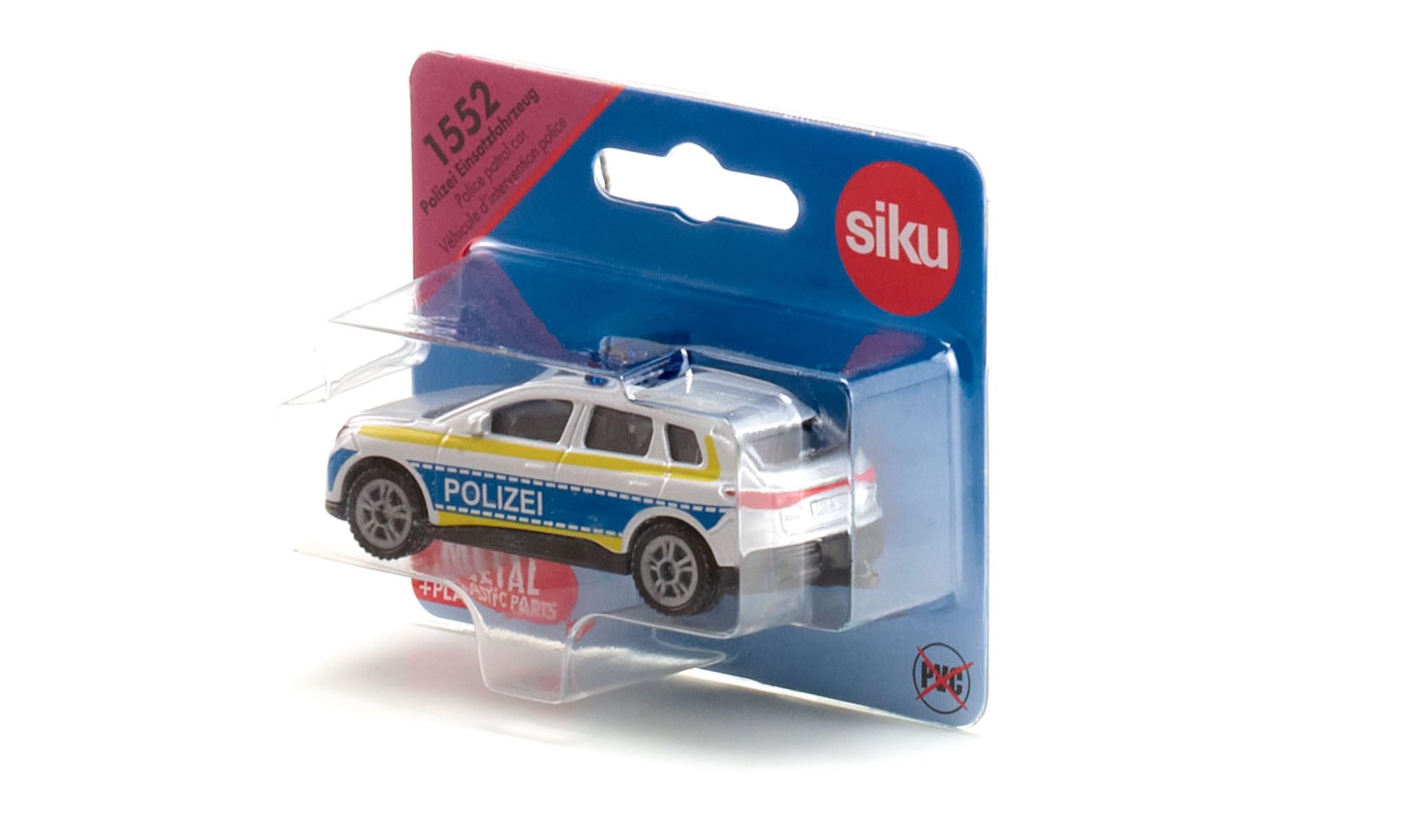 Siku 1552, Audi Q4 e-tron Polizei, Metall/Kunststoff, Blau/Silber, Spielzeug-Auto für Kinder, Gummierte Reifen, Anhängerkupplung 7