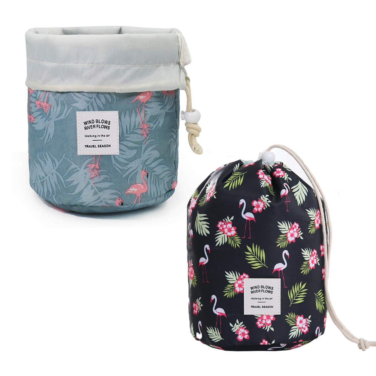 Barrel Makeup Bags with Drawstring Travel Cosmetic Bags Toiletry Organizer