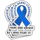 3Pcs Guillain Barre Syndrome Rare And Unique Just Like Those Who Fight It Sticker Guillain Barre Syndrome Awareness Stickers Blue Ribbon Warrior Decal for Laptop Bottle Phone Car Hard Hat 3"