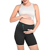 Mid-Waisted Maternity Active Shorts Under The Belly with Gentle Belly and Back Support Design for Pregnant Women