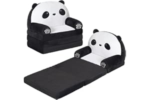 QIUODO Toddler Plush Panda Chair, Foldable Kids Sofa, Soft plush makes it a lovely companion for reading and relaxing, for Kids Age 18 Months and Up (Panda)