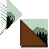 AFYEWKC Cute Leather Bookmarks, Fun Triangle Making Corner Bookmark, Book Accessories for Reading Book Lovers, Unbreakable Page Markers for Women Men Drak Mountain