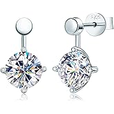 AINUOSHI Moissanite Ear Jacket Earrings for Women Detachable Jackets Two Wearable Stud Earrings Real Gold Plated 925 Sterling Silver Huggie Hoop Earrings for One Hole