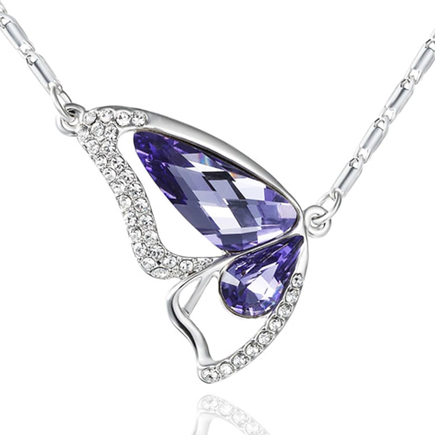 NEOGLORY Collar de Mariposa con Cristales SWAROVSKI MORADO Joya Original Regalo Mujer