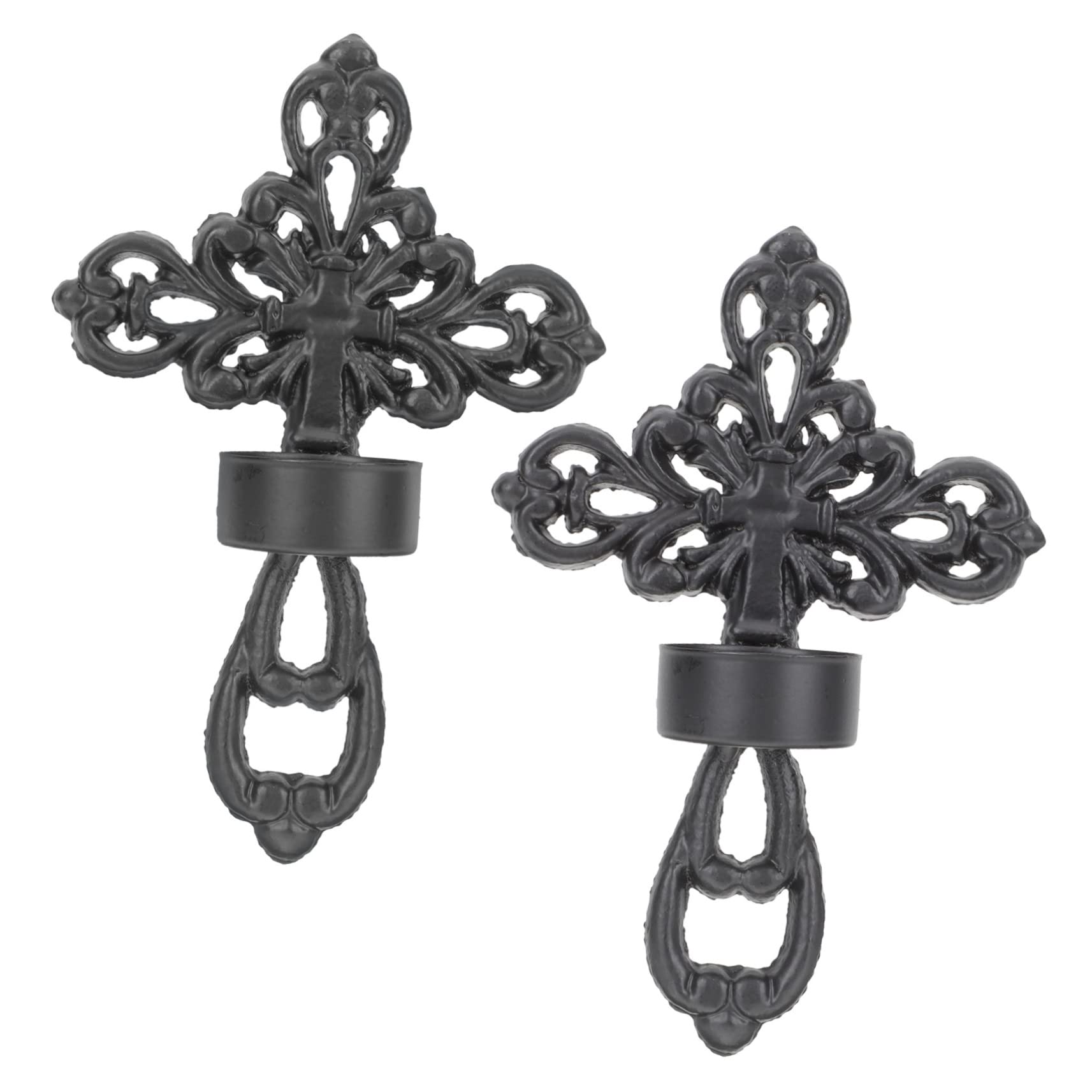 COLLBATH 2pcs Wall Sconce Candle Holders with Keyhole Mounting Vintage Gothic Pillar Candle Base for Wedding Halloween Christmas Home and Party Decoration