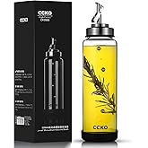 Glass Olive Oil Dispenser Bottle Shatterproof and Leakproof with Stainless Steel Spouts High Temperature Resistant 17oz Cooking Oil and Vinegar Cruet Dispenser