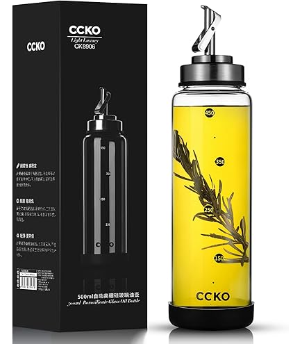 2-Pack Glass Oil Dispenser Bottles - 260ml With Stainless Steel Spout & Dust Cap For Kitchen & Bathroom