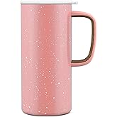 Ello Campy 18oz Stainless Steel Travel Mug with Handle and Leak-Proof Slider Lid, Reusable, Vacuum Insulated, Perfect for Coffee or Tea, Home, Gift, Travel, Office, BPA Free, Georgia Peach