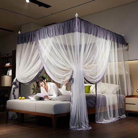 Ke Le 4 Corner Bed Canopy Princess Bedding Curtain Hanging