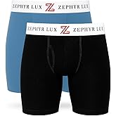 Zephyr Lux Long-Leg Boxer Briefs for Men, Bamboo Viscose Underwear Pack (Blue & Black) - Comfort Stretch, Moisture-Wicking, Anti-Chafe Comfort