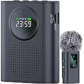 ZERFUN S67 Voice Amplifier Wireless Microphone for Teachers Classroom Rechargeable, Mini Lavalier Lapel Mic, Portable Speaker PA System with LED Display for Class, Tour Guide, Coaches, Black