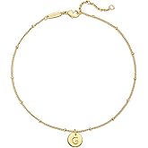 MEVECCO Dainty Gold Beaded Anklets for Women Initial Anklet Bracelets Gold Plated Boho Beach Disc Foot Chain Ankle Bracelet for Women Jewelry Gifts