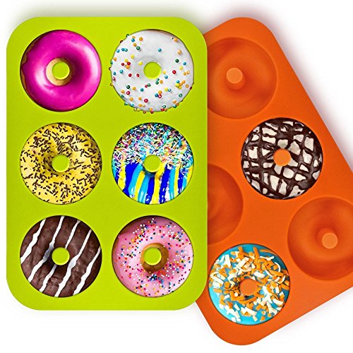 Silicone Donut Molds 2 Pack 6 Cavity Non-Stick Safe Baking Tray Maker Pan Heat Resistance BPA Free Donut Mold Muffin Cups Cake Baking Ring Biscuit Mold for Cake Biscuit Bagels by Meiso