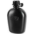 M-Tac Canteen Water Bottle - 1 Quart Water Canteen (34 Oz/1L) - Tactical Water Bottle for Military Hiking Camping Survival (Black)