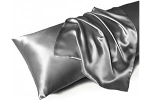 Satin Pillowcases, 20x26 Inch Super Soft Cooling Pillow Cover for Hair and Skin, Breathable Silky, 1 Pack (Silver Grey,51x66c
