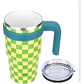 Zukro 20 oz Tumbler with Handle, Lid and Straw, Ceramic Lined, Double-Walled Vacuum Insulated Stainless Steel Coffee Cups for Home/Office/Work, Travel Mug for Hot and Cold Drinks, BPA-Free