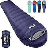 QEZER Down Sleeping Bag for Adults 0°F 10°F 15°F 20°F Backpacking Sleeping Bag for Cold Weather with Compression Sack