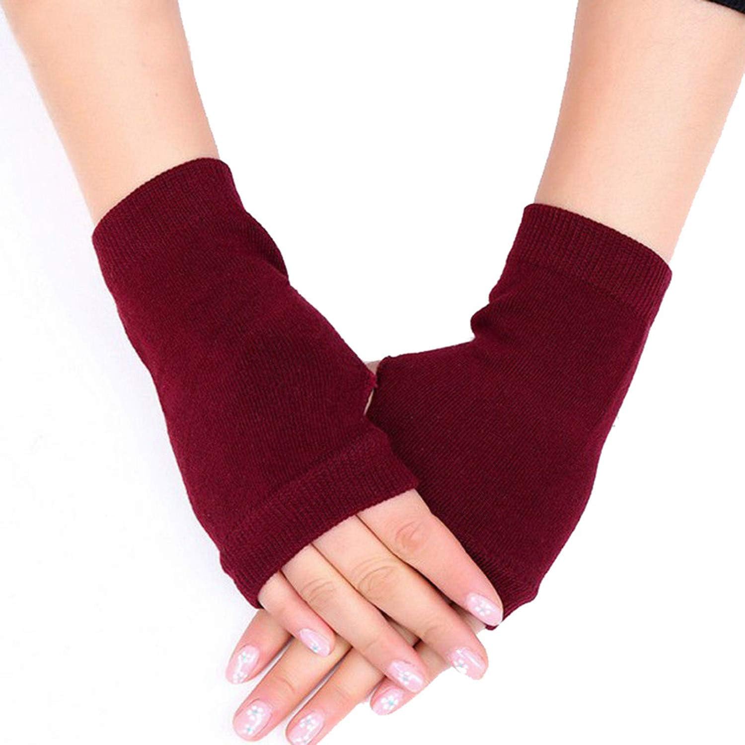 Winter Wool Knitted Fingerless Gloves For Women Winter Warm Wrist Short