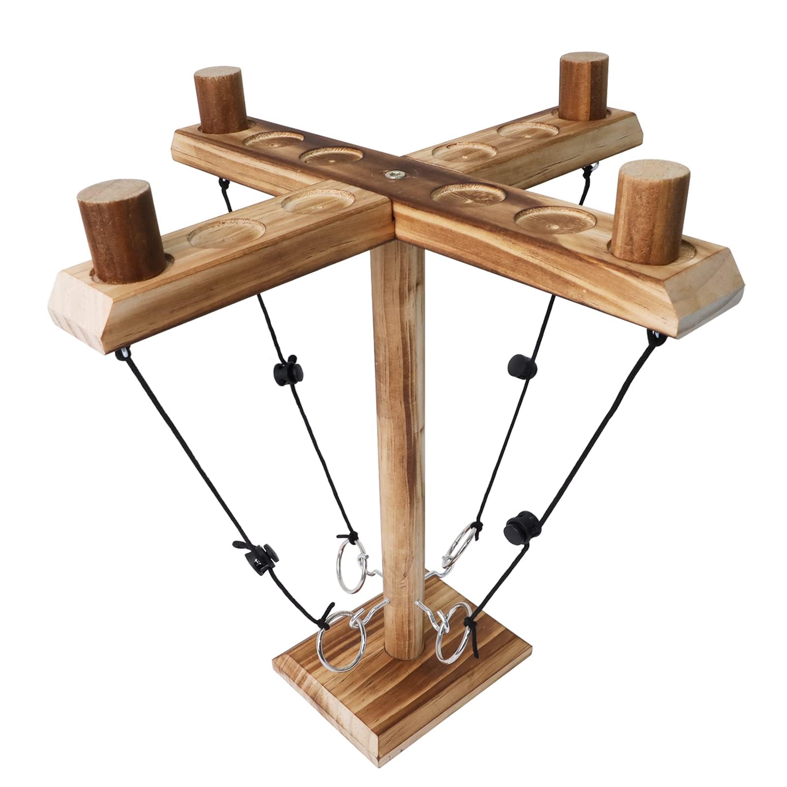 Hooks Ring Toss Game for Adults, ZAKVOP 4 Player Hook and Ring Toss Battle Game, Handmade Wooden Loop Throwing Hooks, Fast-Paced Interactive Game for Party