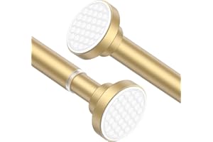 AIZESI Tension Curtain Rod 28 to 48 Inch, 1pcs Tension Rod 1 Inch Diameter Gold Small Shower Curtain Rod Adjustable Non-Drilling, Anti-Slip, Anti-Rust Spring Loaded Curtain Rods