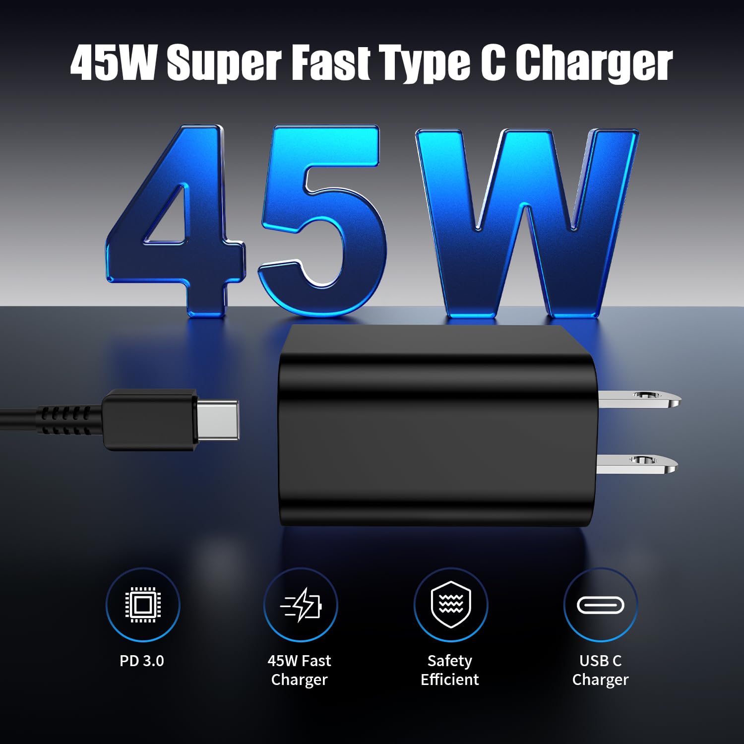 3Pack 45W USB C Charger for Samsung Galaxy S24 Ultra, Super Quite Fast Charging Type C Block with 6FT C to C Cord for Samsung Galaxy Tab S9 S8 S23 Ultra S22 Ultra S23 S22 S21 Note 10 Plus 20