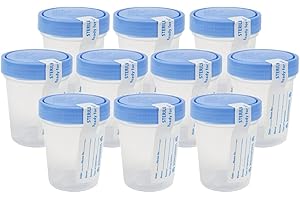Dealmed Specimen Container with Screw on Leak Resistant Lid | Sterile Single Use Cup with Tamper Evident Seal | 4 oz. (10 Cou