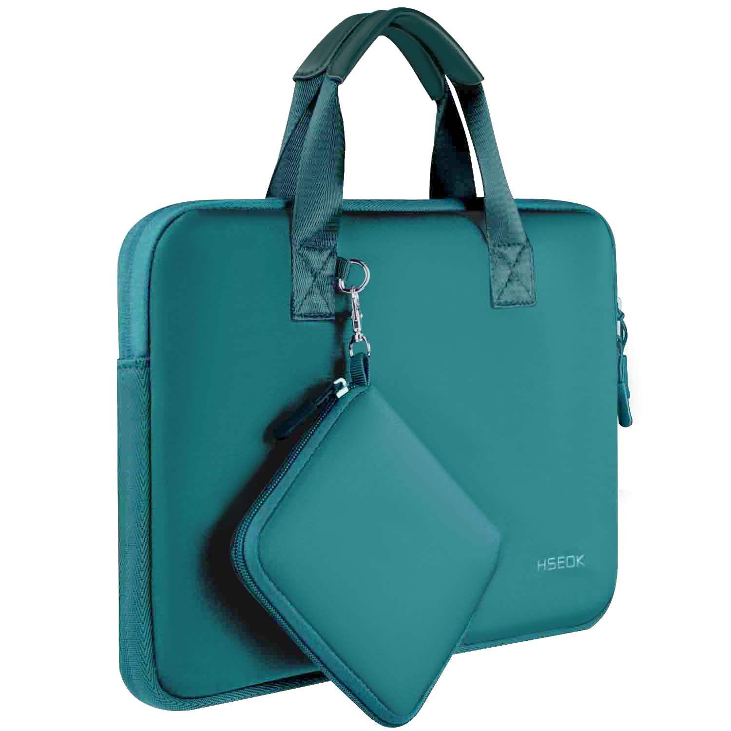 Laptop Sleeve Elastic Neoprene Case Compatible with 13-14 inch MacBook Air/Pro M1 M2, XPS 13, Surface Laptop 13.5", Water Repellent Notebooks Hand Bag with Handle and Small Case,D02E01