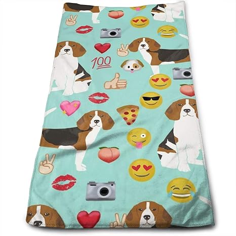 momnn Beagle Emoji Cute Funny Dog Breed Mint Hand Towels Dishcloth Floral Linen Hand Towels Super Soft Extra Absorbent for Ba