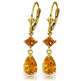 14k Yellow Gold Dangling Earrings with Citrines