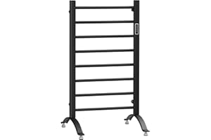 HOMCOM 8-Bar Heated Towel Warmer Rack with Built-in Timer and LED Indicators, Wall Mounted & Free Standing Carbon Steel Elect