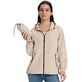 Lightweight Rain Jacket Women Waterproof Breathable Raincoat Packable Hooded Windbreaker