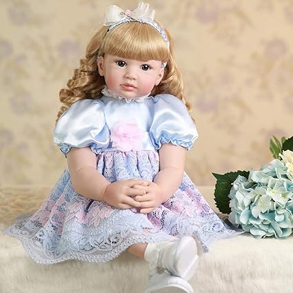 Pursuebaby Lifelike Toddler Reborn Baby Girl Dolls With Blue Eyes 24 Inch Princess Marilyn Reborn Toddler Girl Dolls Long Blonde Hair For Christmas
