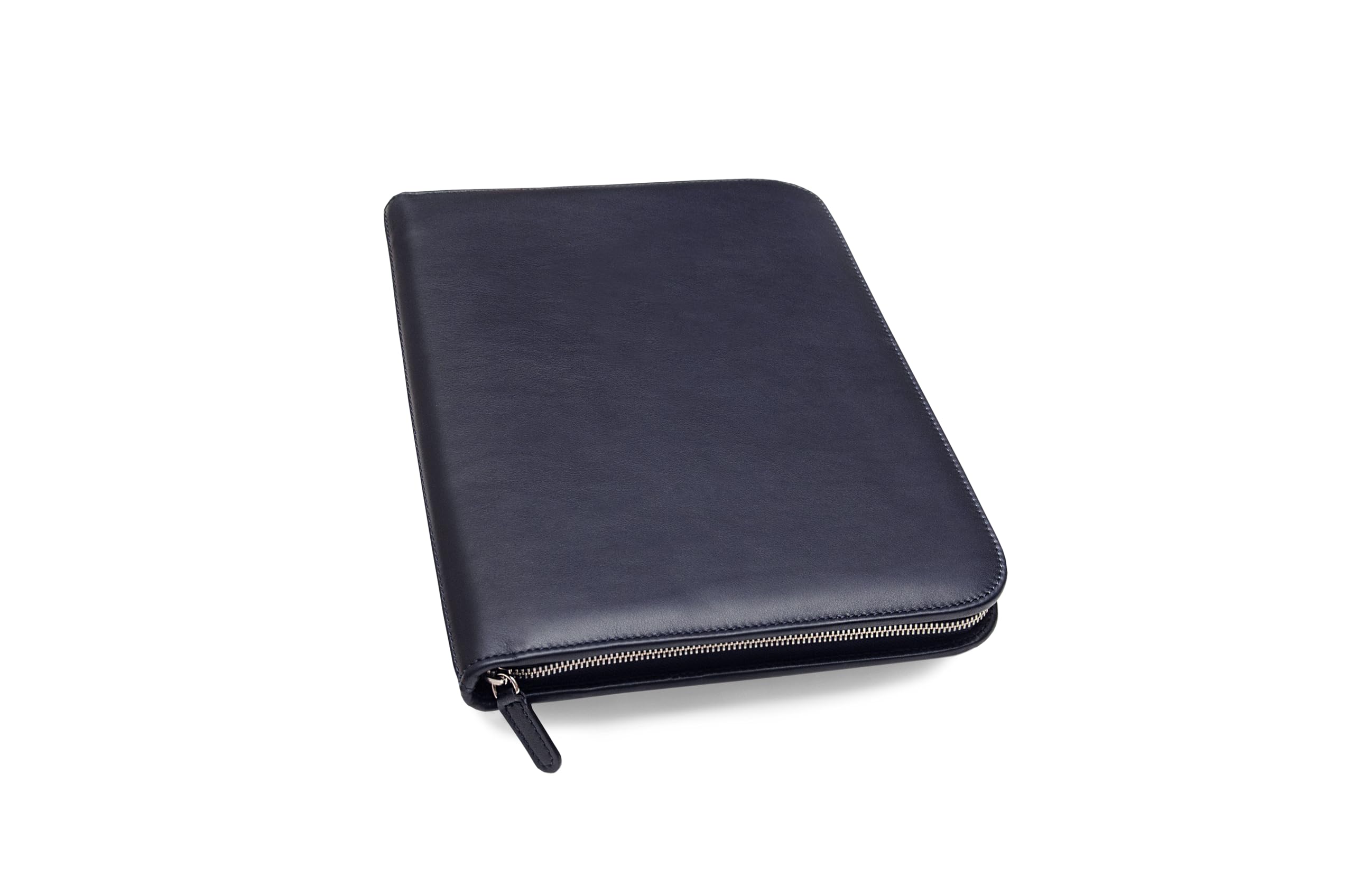 Premium Maruse Leather Portfolio Padfolio - Executive Folio for Men and Women with Zipper, Folio Document Organizer, Laptop Sleeve, iPad Case and Folder - Made in Italy, Navy Blue — image 1