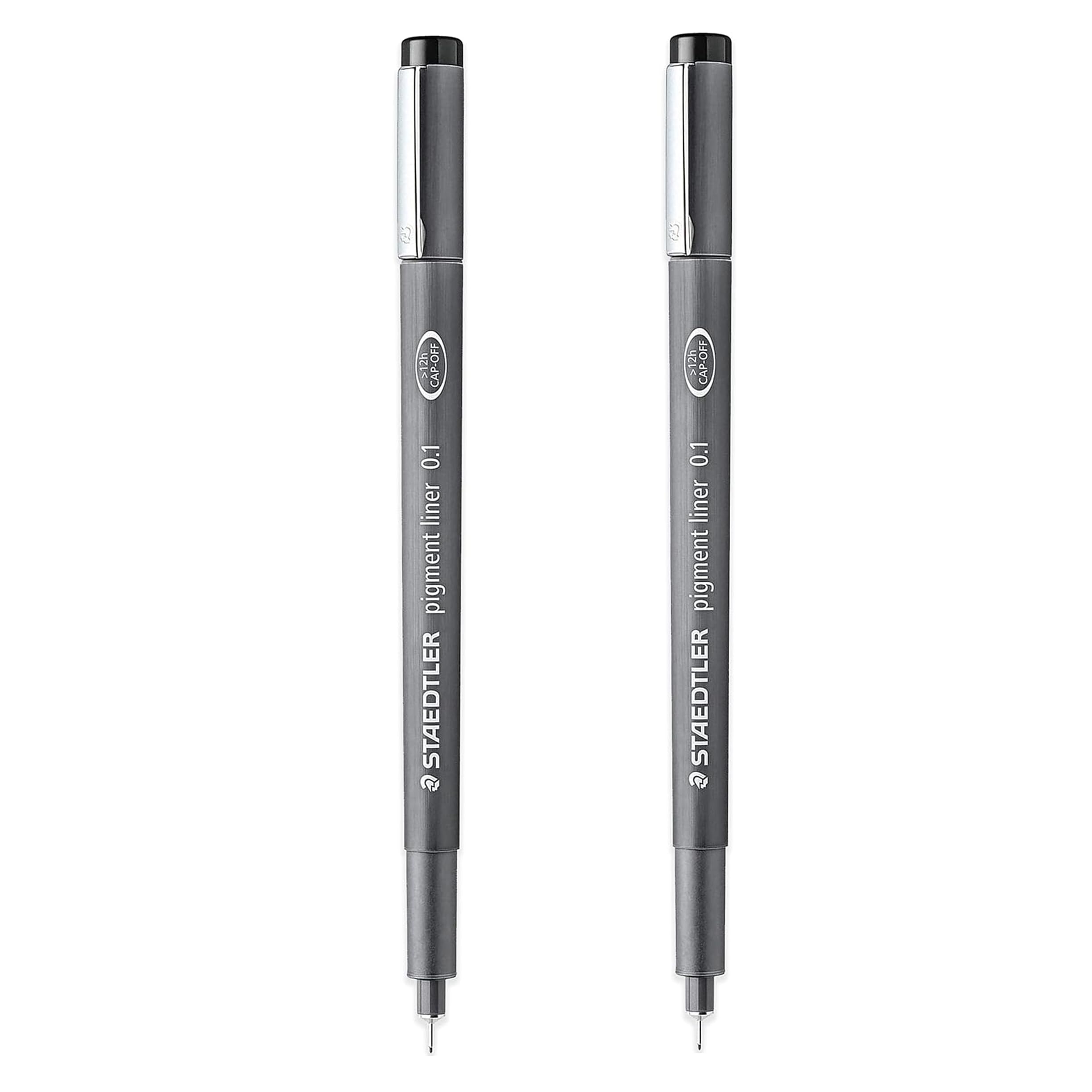 STAEDTLER 308 Pigment Liner Fineliner Pen - 0.1mm - Black Ink - Pack of 2
