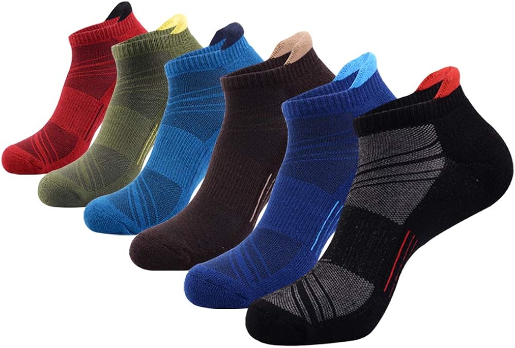 Mens Ankle Low Cut Athletic Tab Socks for Men Sports Comfort Cushion Sock 6 Pack, Multicoloured, Sock Size 10-13 at  Men’s Clothing store