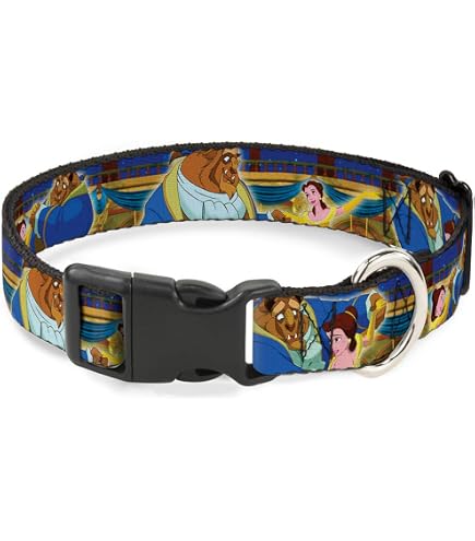 Buckle-Down Disney Halsband Für Hunde – Belle Design Mit Rosen & Schriftzug, 2,5 Cm Breit, Größe M (Halsumfang 28-43 Cm)